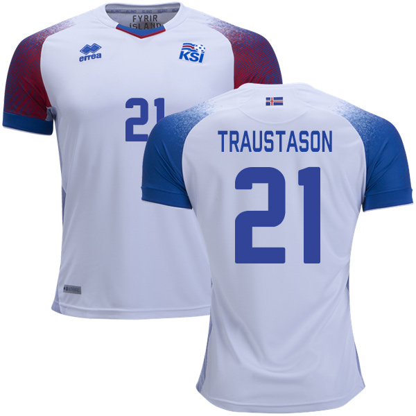 Iceland #21 Traustason Away Soccer Country Jersey